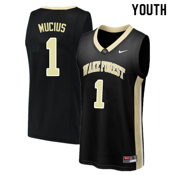 Youth #1 Isaiah Mucius Wake Forest Demon Deacons College Basketball Jerseys Sale-Black